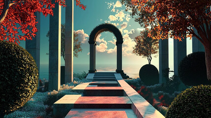 the cuntry, generative ai, landscape, architecture, curtoone, chasny house, background, art nouveau, city, skyline, skyscraper, building, water, lake, nature, autumn, river, sky, tree, reflection,