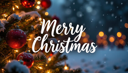 Merry Christmas banner with delightful decorations, bringing joy to the holiday season.