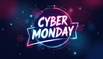 Colorful Cyber Monday sale banner with engaging design aimed at driving online shopper interest.