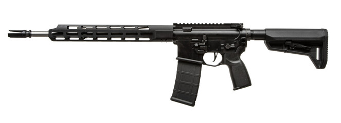 Modern automatic rifle isolated on white background. Weapons for police, special forces and the...