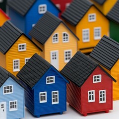 Colorful Miniature Houses Real Estate Property Development Home Ownership Housing Market