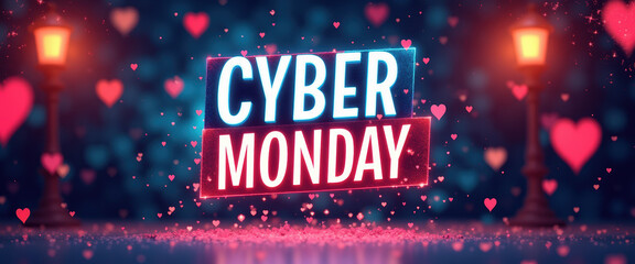 Festive Cyber Monday design with colorful lights and engaging visuals to attract shoppers during the holiday sales event.