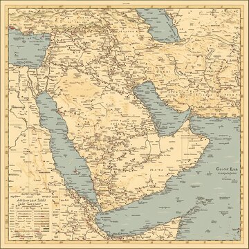 Antique Map Depicting Arabia and Surrounding Regions