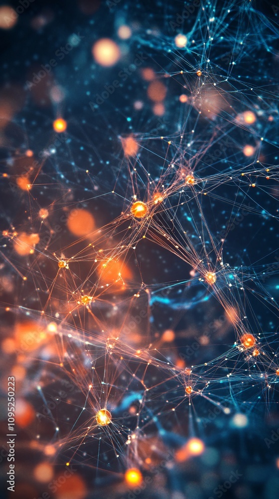 Aufkleber Network nodes connecting, creating complex structure in digital space