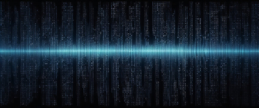 high quality, 8K Ultra HD, hyper-realistic, An abstract digital background with binary code and AI algorithms running in the background