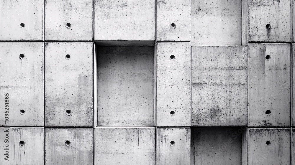 Aufkleber Concrete wall with openings creating abstract pattern