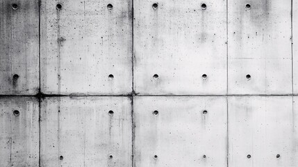 Concrete wall with holes forming regular grid pattern