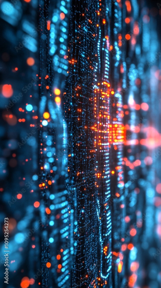 Poster Data stream flowing through futuristic cyberspace network