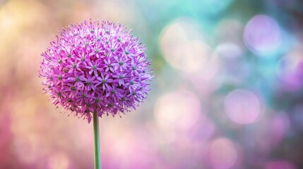 Serene Purple Allium Flower in a Dreamlike Garden