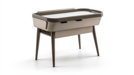 Modern convertible baby changing table on white background