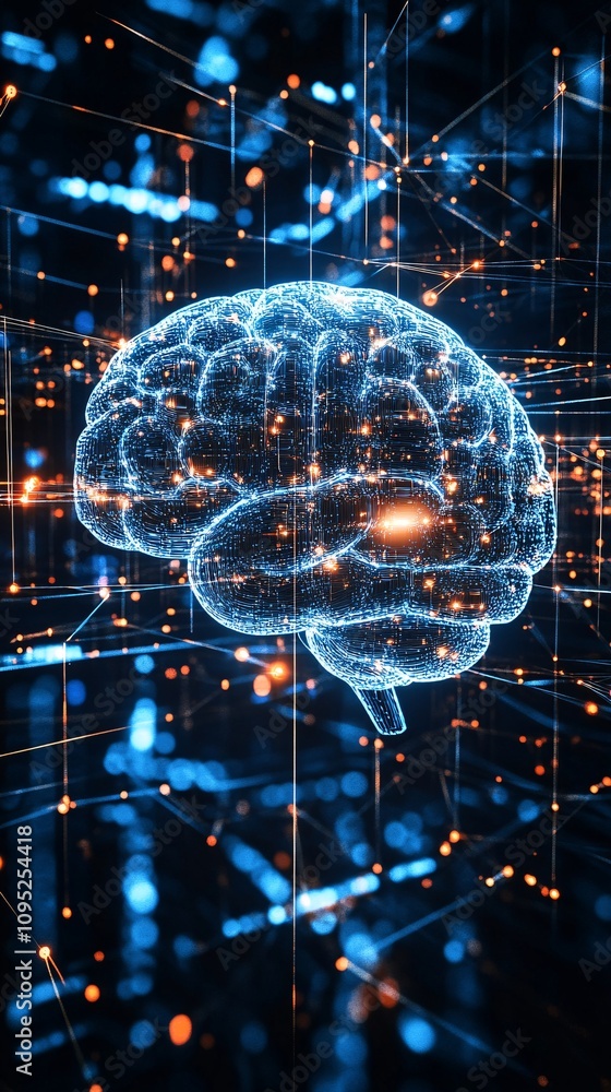 Aufkleber Artificial intelligence processing data in a network of connections