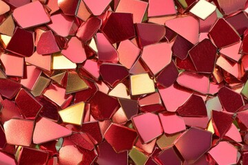 Deep red metallic texture with golden highlights and soft green accents in an opulent design