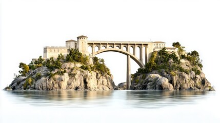 Naklejka premium A majestic dam, towering over a river and framed by rugged cliffs, showcasing engineering marvels in a scenic setting.