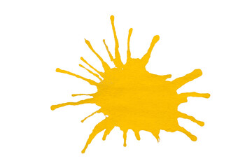  isolated Yellow brush strokes of paint on transparent background
