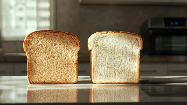 Sliced bread on a light background.