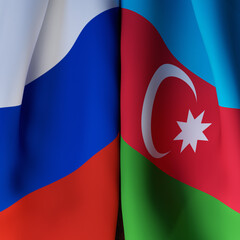 Waving  Flags Of Russia And Azerbaijan