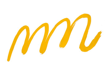  isolated Yellow brush strokes of paint on transparent background