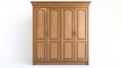 Obraz premium Elegant wooden wardrobe with classic design and four paneled doors