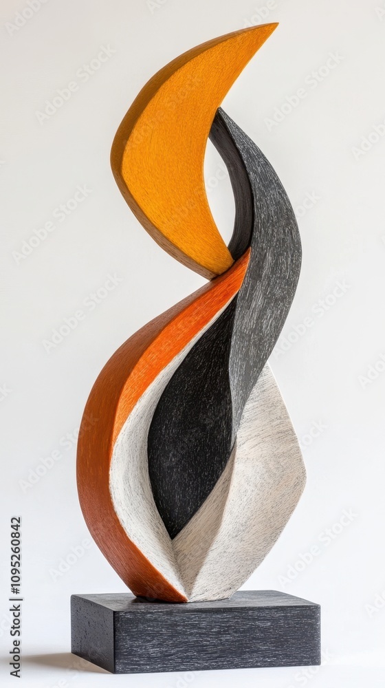 Poster Brightly Colored Abstract Sculpture Showcases Unique Shapes and Textures in Dynamic Composition