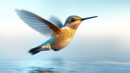 Fototapeta premium Stunning Hummingbird in Flight 3D Render Nature Photography