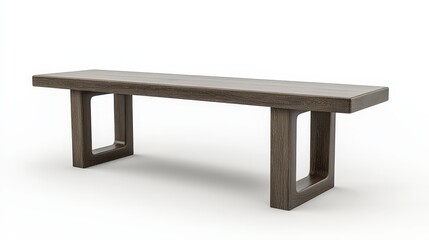 Modern minimalist wooden bench on white background