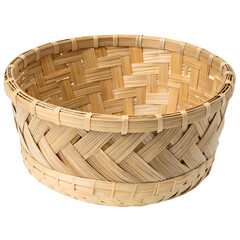 wicker basket isolated on white background. Transparent PNG