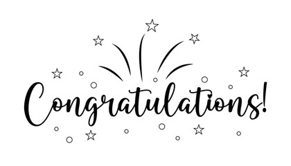 Hand drawn congratulations lettering vector illustration.