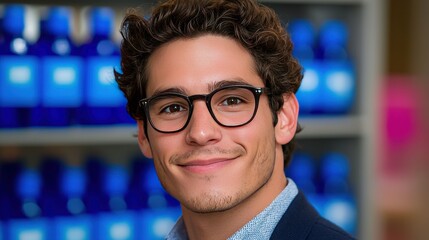 Smiling Male Engineer Portrait Glasses Science Technology Innovation