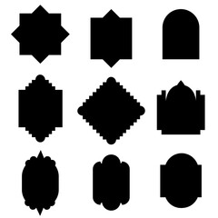 set of black and white labels of Islamic theme