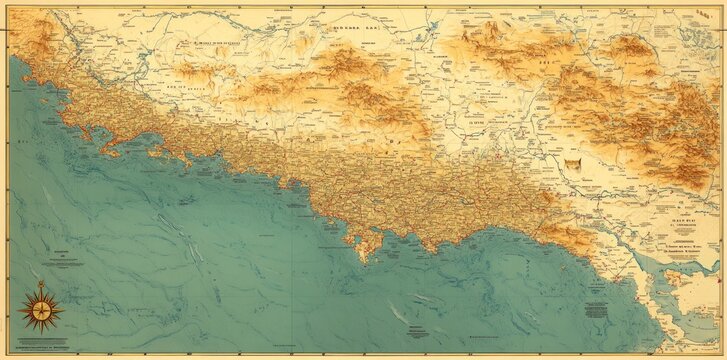 Antique Map of Greece Detailed Geographic Representation