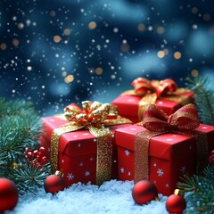 Magic Christmas gift background with copy space