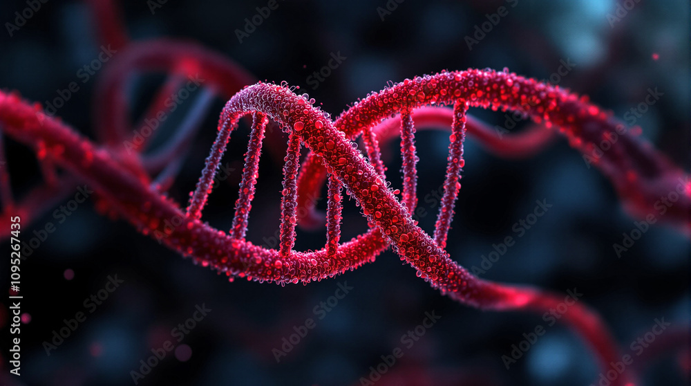 Poster close-up view of a dna double helix showcasing intricate structural details vital for genetic replic