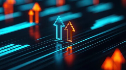 Digital representation of an equity fund with sectors highlighted and growth arrows, diversified investment, financial expansion