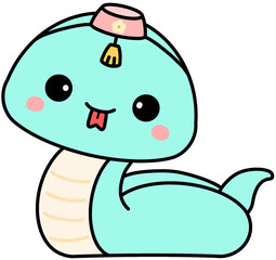 2025년 새해 뱀띠 푸른뱀의띠 을사년 뱀띠 푸른뱀띠 뱀의해 청뱀 한복입은 뱀 일러스트