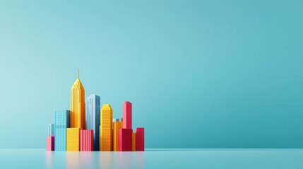 Illustration of an equity fund as a digital cityscape with skyscrapers representing different sectors, financial growth, sector diversity