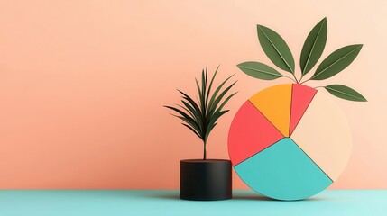 Fototapeta premium Illustration of a sector wheel representing an equity fund, with growth sectors highlighted, diversified investment, financial health