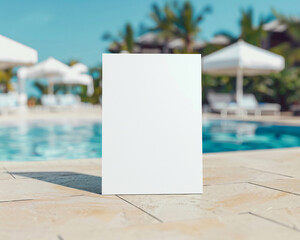Tropical Ocean Mockup with Blank Card, Starfish, and Seashells on Sand – Perfect for Destination Wedding Announcements and Summer Invitations