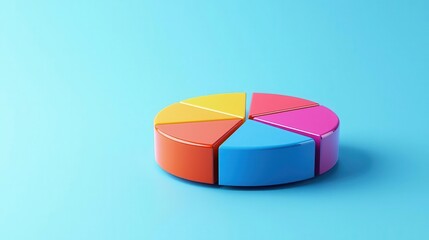 Obraz premium Digital pie chart showing the distribution of sectors in a growth equity fund, diversified strategy, financial clarity