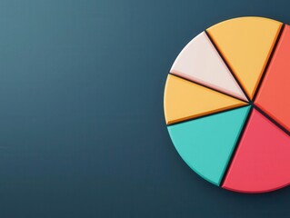Fototapeta premium Digital pie chart with growth sectors in an equity fund, visualizing diversified strategy, balanced investment