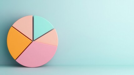 Obraz premium 3D pie chart visualizing equity fund allocation across different growth sectors, sector diversification, investment strategy