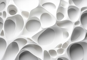 Intricate White Abstract Background with Organic Shapes and Fluid Forms Creating a Modern Aesthetic Suitable for Design and Digital Art Projects