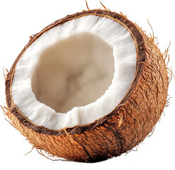single coconut slice isolated on transparent background, coconut, food, isolated, tropical, fruit, white, coco