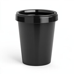 new vibrant  black rubbish bin isolated on white