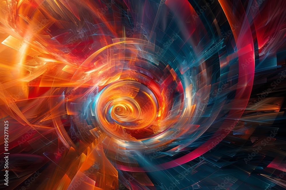 Poster colorful swirling abstract patterns creating a dynamic visual experience in a digital artwork
