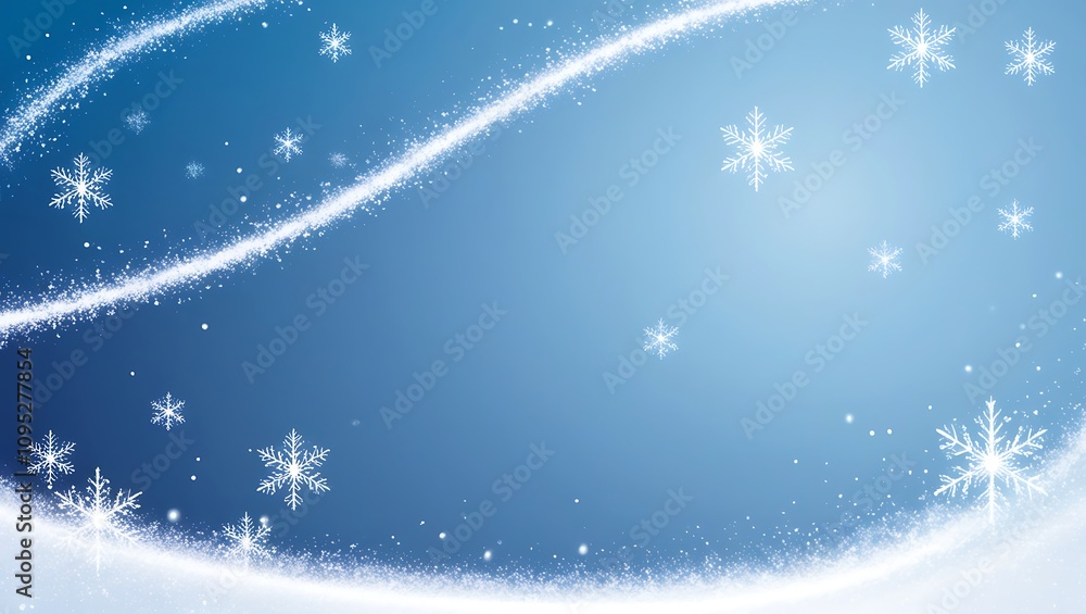Poster abstract blue background with snowflakes. generative ai.