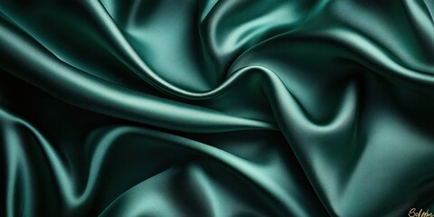 Obraz premium Draped Emerald Green Silk Fabric Texture