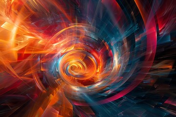 Obraz premium Colorful swirling abstract patterns creating a dynamic visual experience in a digital artwork