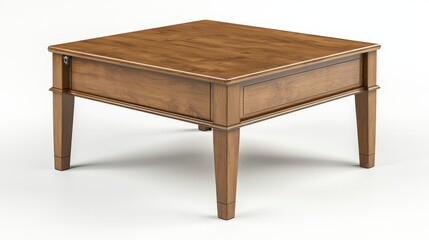 Elegant wooden coffee table with polished finish and tapered legs
