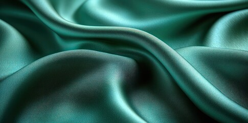 Obraz premium Teal Silk Fabric Draped in Elegant Waves