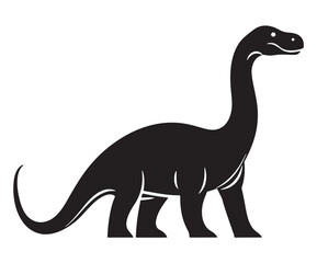 Fototapeta premium Barosaurus Silhouette on White Background, Minimalist Barosaurus Dinosaur Silhouette, Barosaurus Silhouette Sticker Set, Barosaurus Silhouette Logo Design.